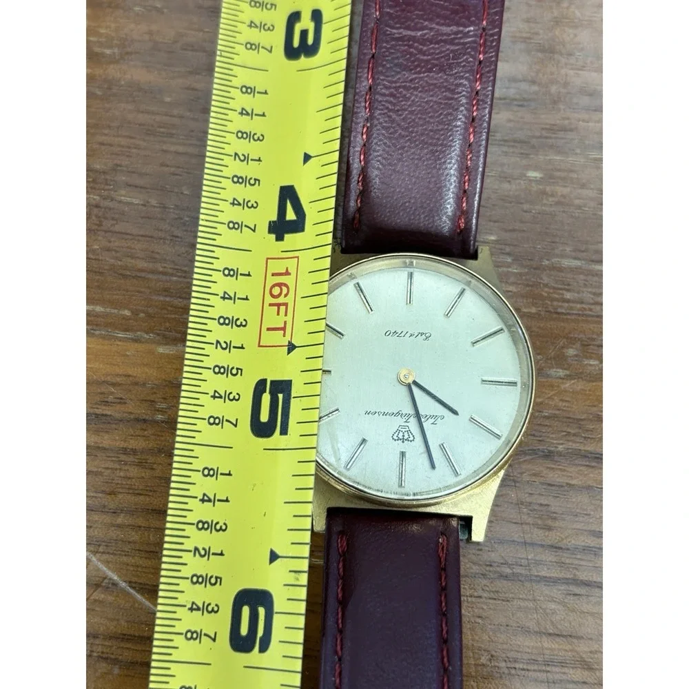 Vintage Jules Jurgensen Watch⭐️Ref 5618⭐️Gold Tone Swiss Movement Leather Strap